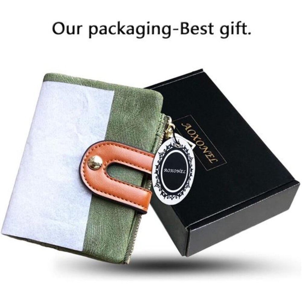 Women's Rfid Small Bifold Leather Wallet Ladies Mini Zipper Coin Purse id card - Picture 7 of 8